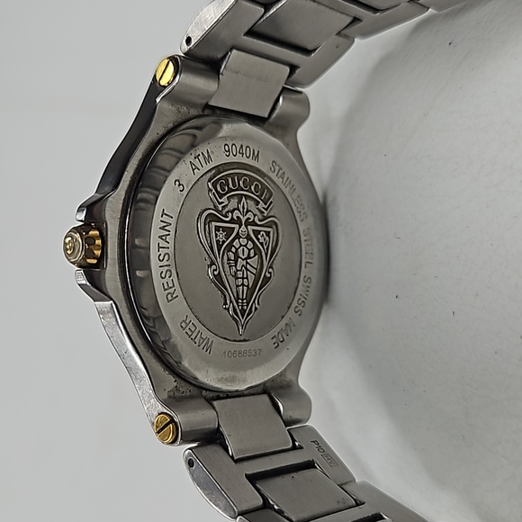 Authentic Gucci Watch 9040 M Mens Dial Quartz Two-Tone Link Date Watch - Picture 9 of 16